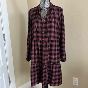 LOFT Plaid Button-Down Dress size Small